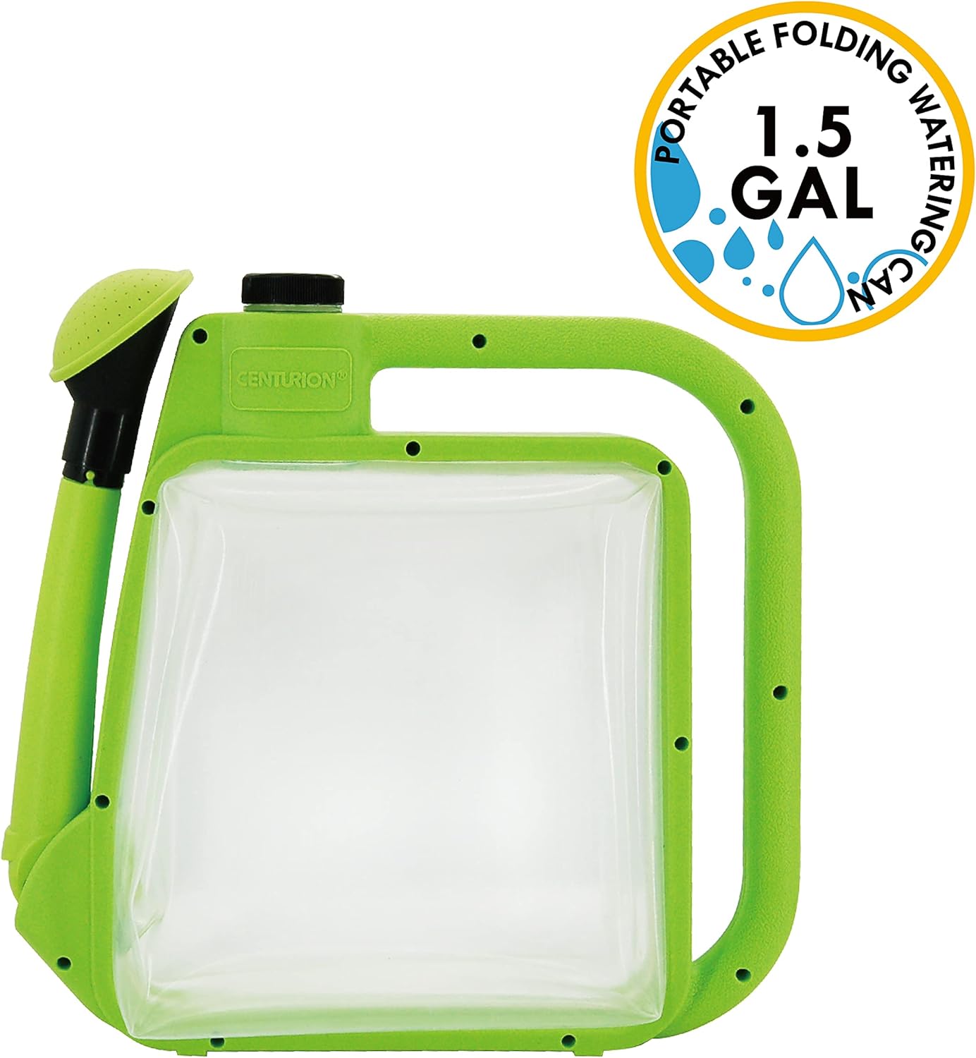 Centurion 1407 Foldable Clear Plastic Watering Can,1½ Gal with Rotating Nozzle, Long Stem Spout, Compact Ergonomic Design with Sprinkler & Pouring System Ideal for Indoor/Outdoor Lawn & Garden - Lime